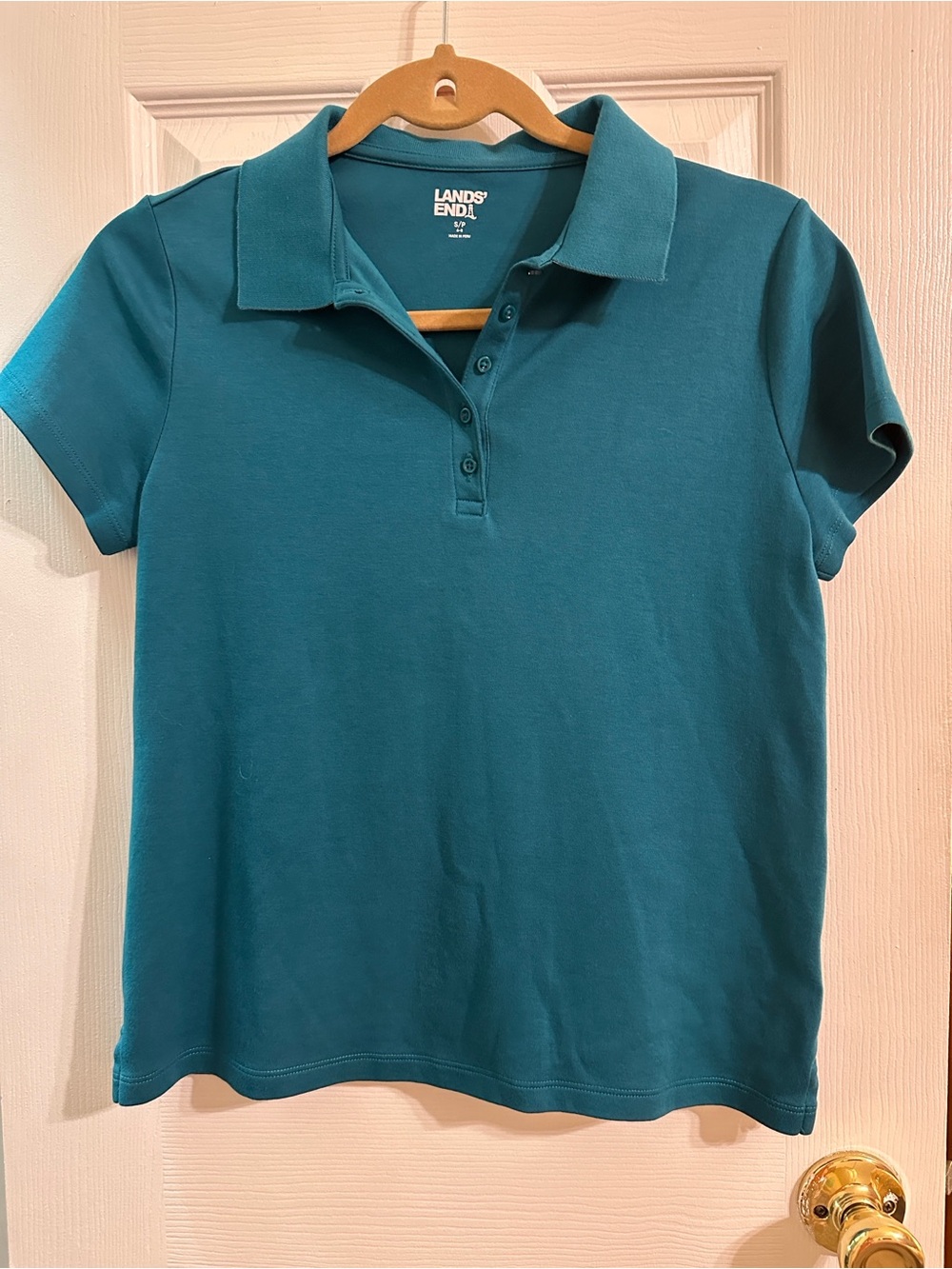 Lands' End Women's Teal Short-Sleeve Polo